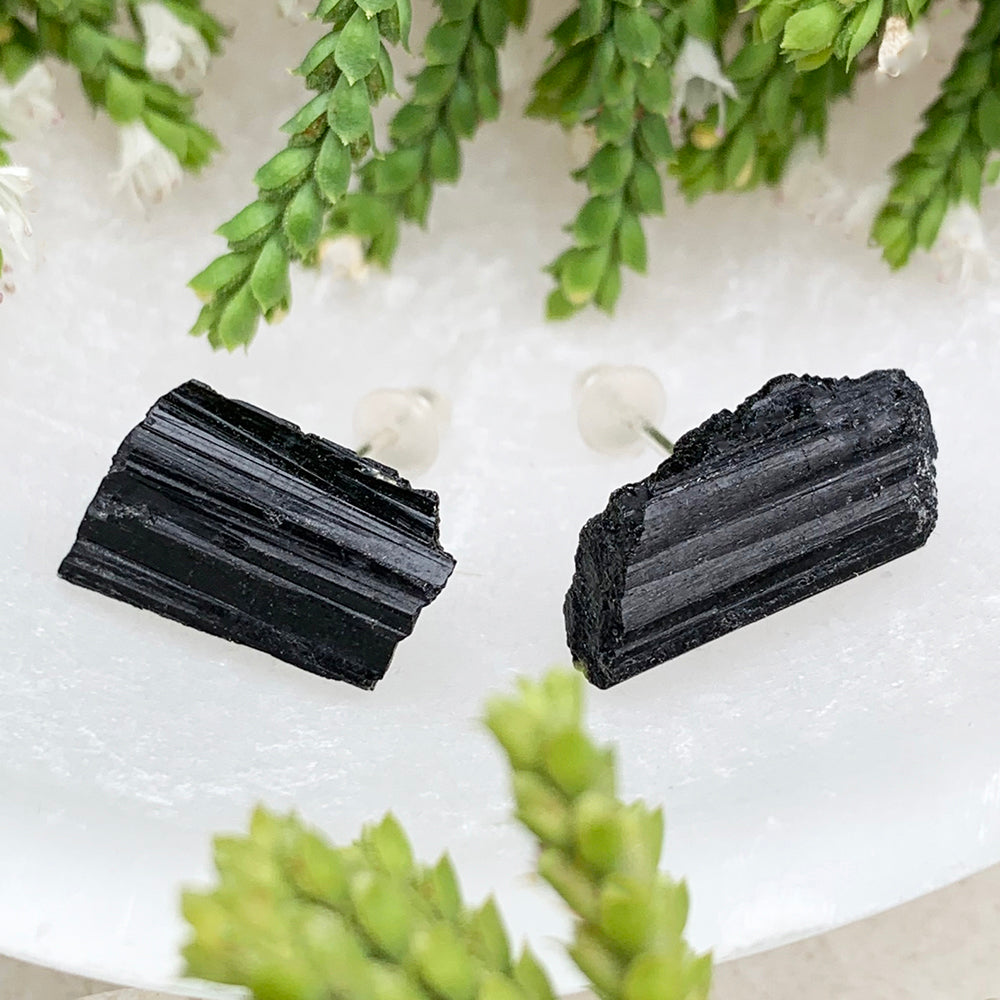 Rough Stud Earrings: Tourmaline