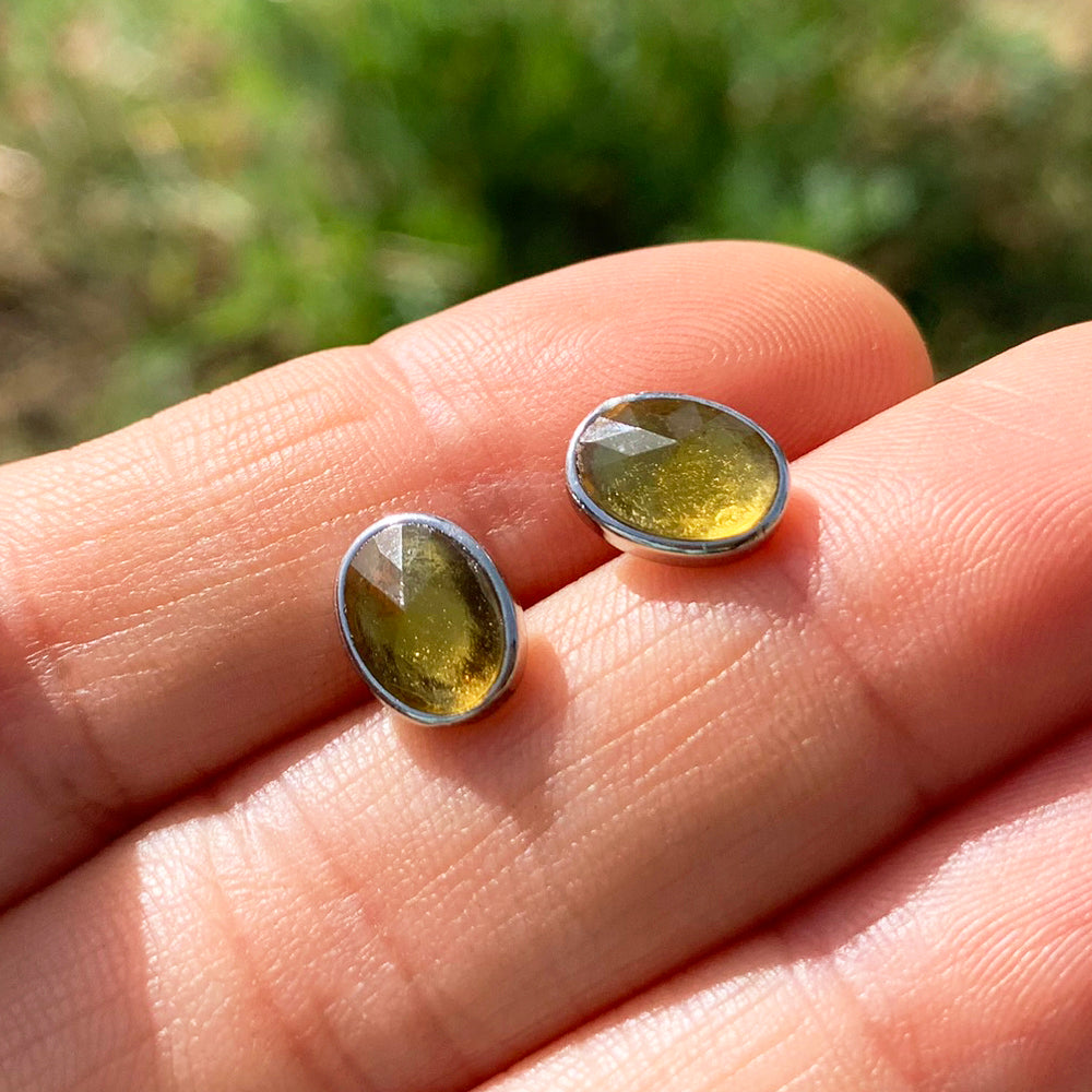Polished Stud Earrings: Amber