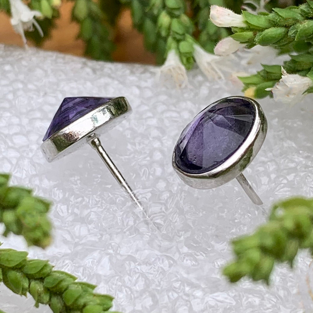 Polished Stud Earrings: Amethyst