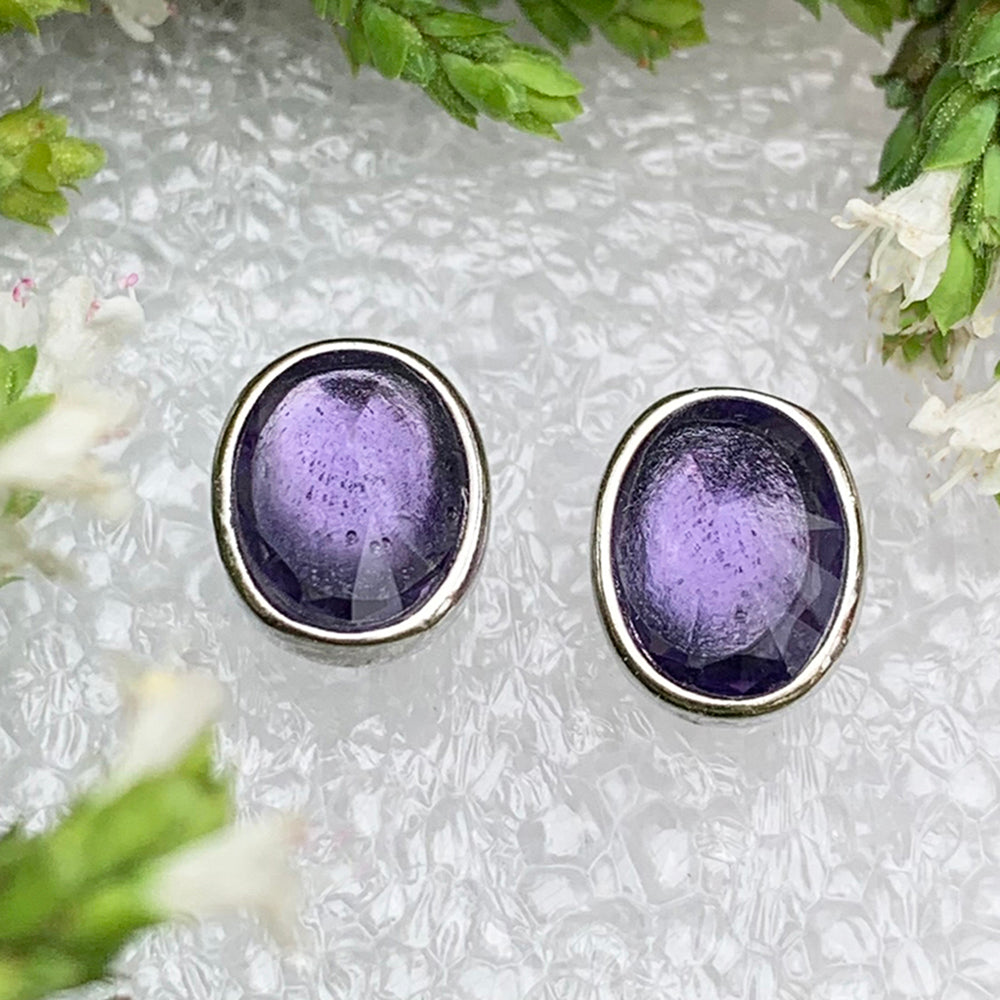 Polished Stud Earrings: Amethyst