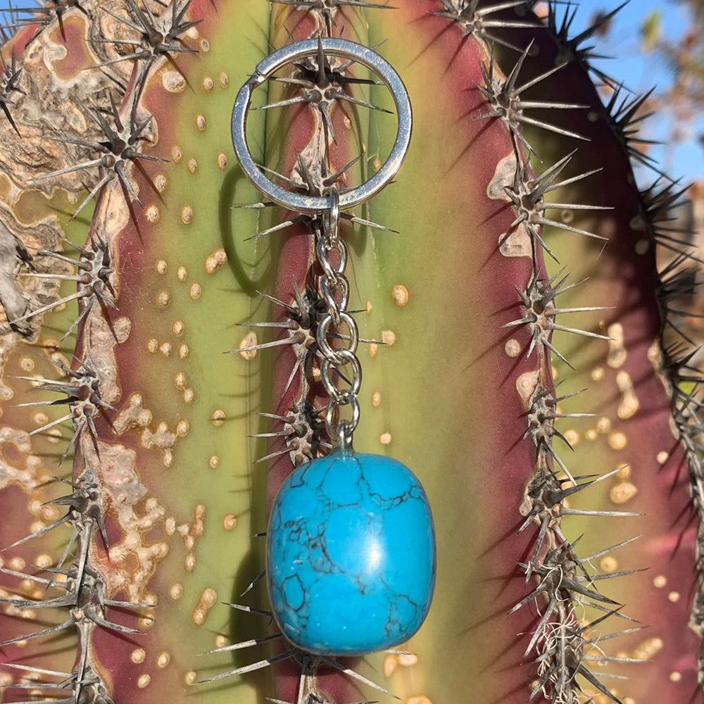 Blue Howlite Crystal Keychain