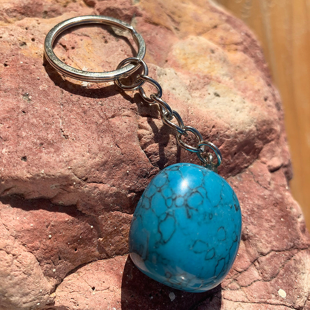 Blue Howlite Crystal Keychain