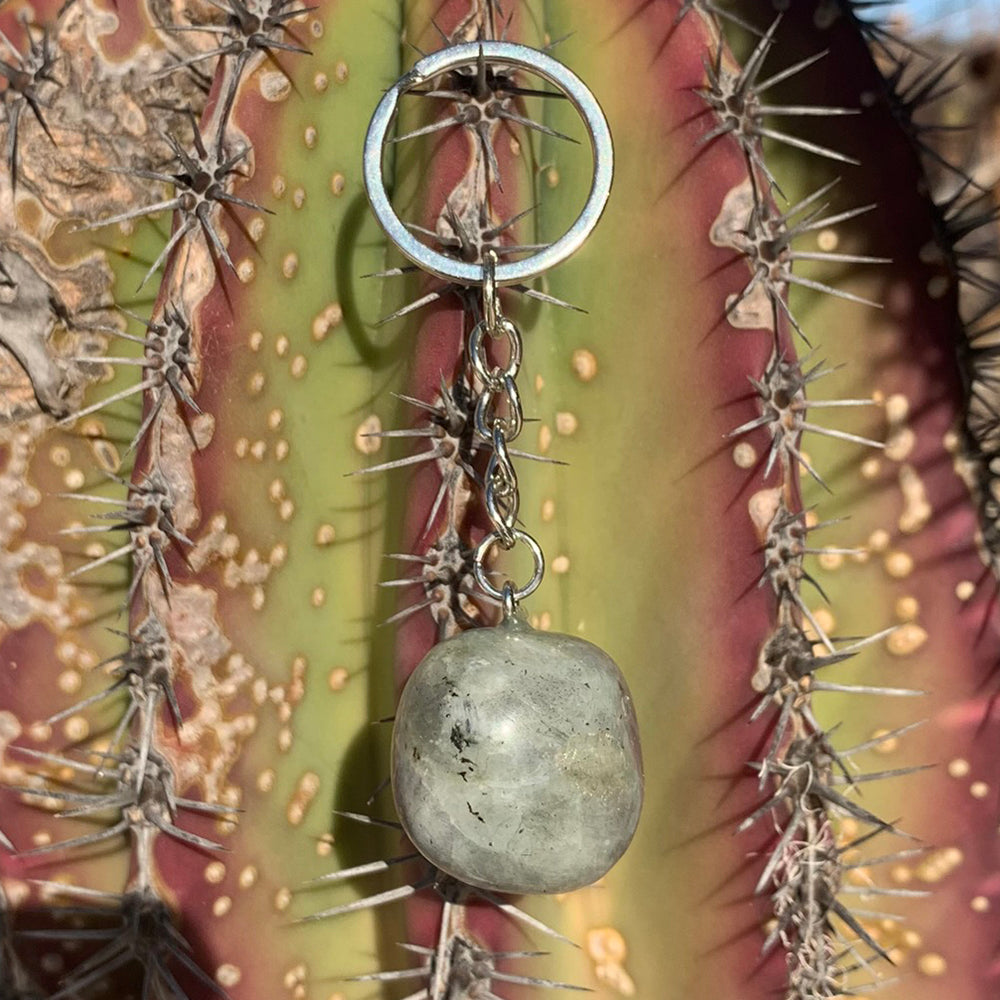 Grey Labradorite Crystal Keychain