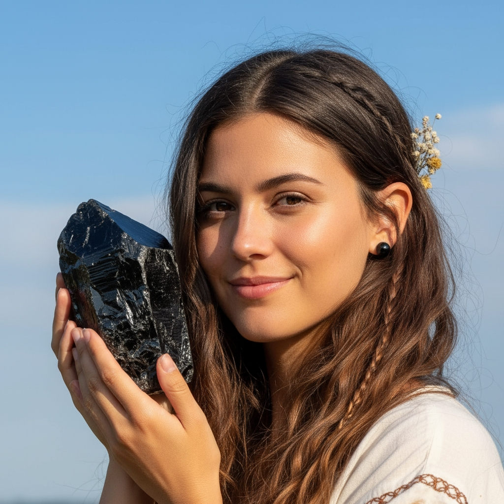 Round Stud Earrings: Obsidian
