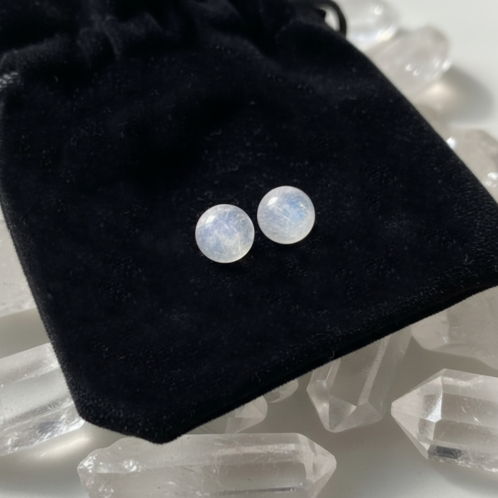 Round Stud Earrings: Quartz