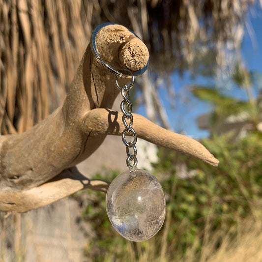 Clear Quartz Crystal Keychain