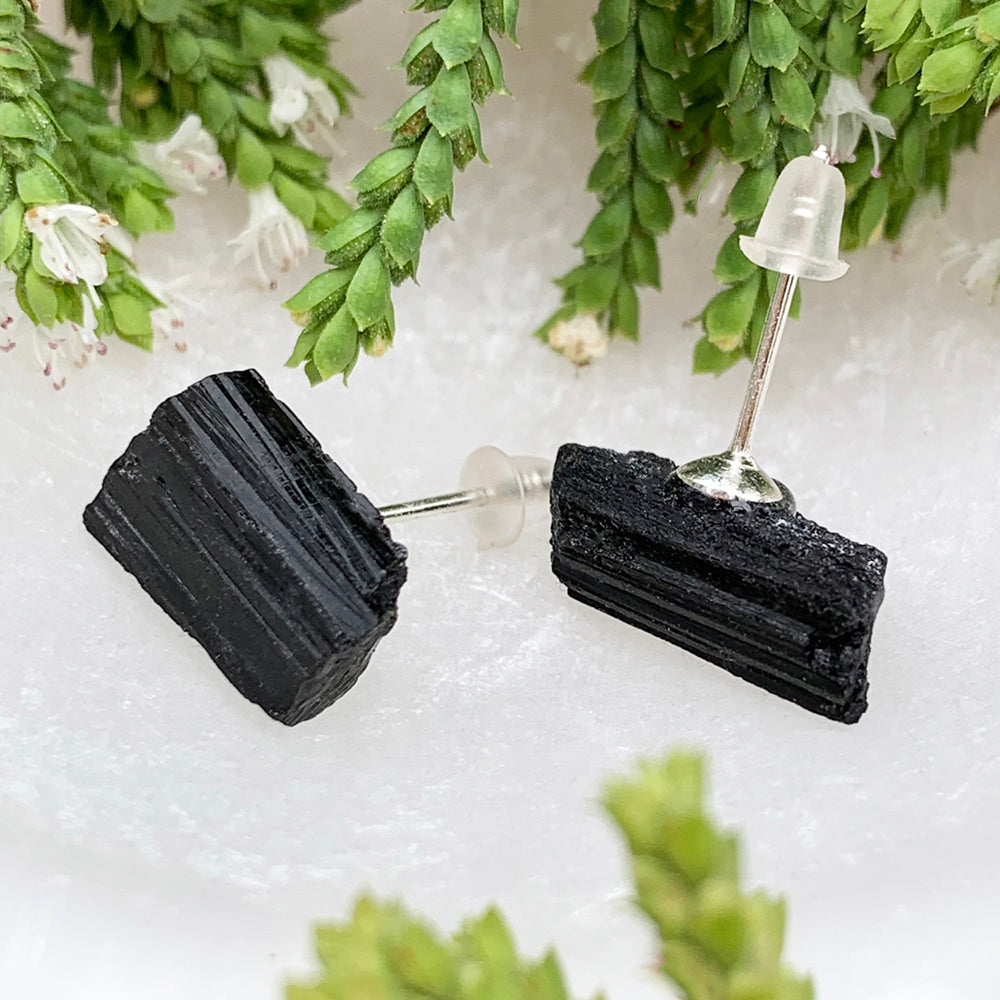 Rough Stud Earrings: Tourmaline