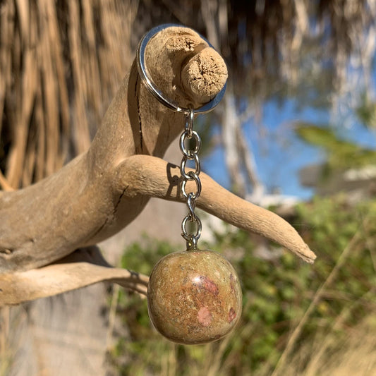 Unakite Crystal Keychain