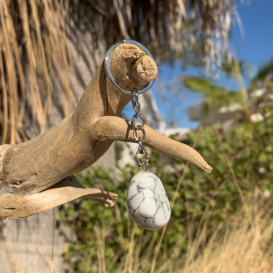 White Howlite Crystal Keychain