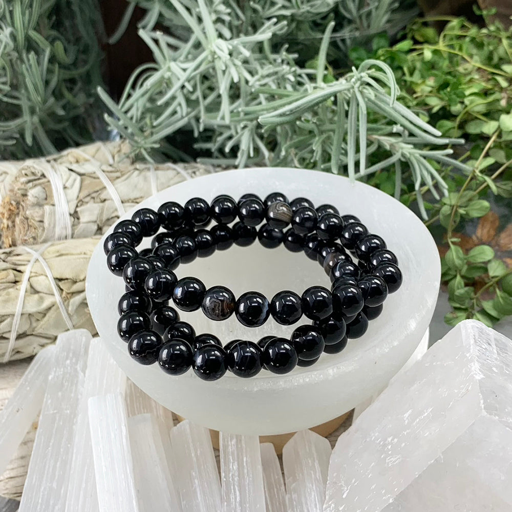 Mala Bracelet: Black Agate
