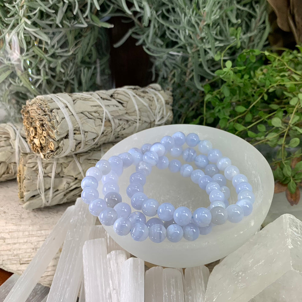 Mala Bracelet: Blue Lace Agate