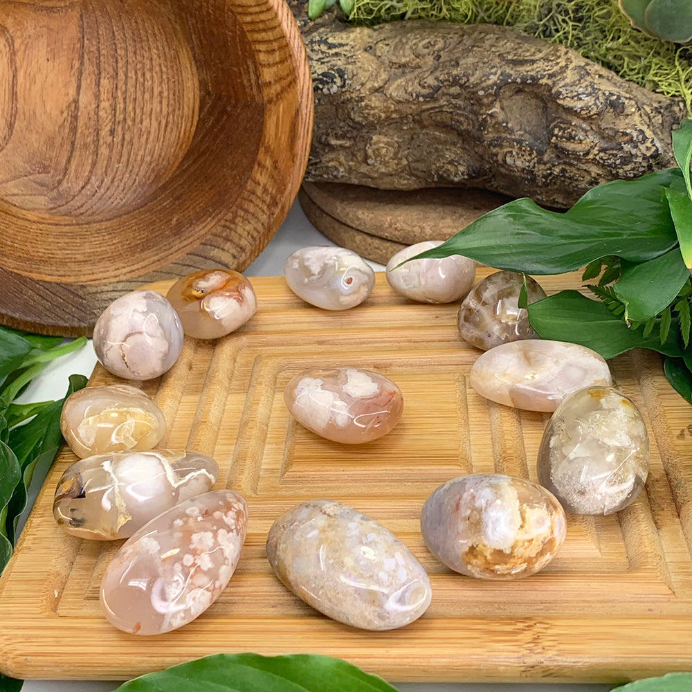 Tumbled Stone: Cherry Flower Agate (250 Gram Lot - 0.55lb)