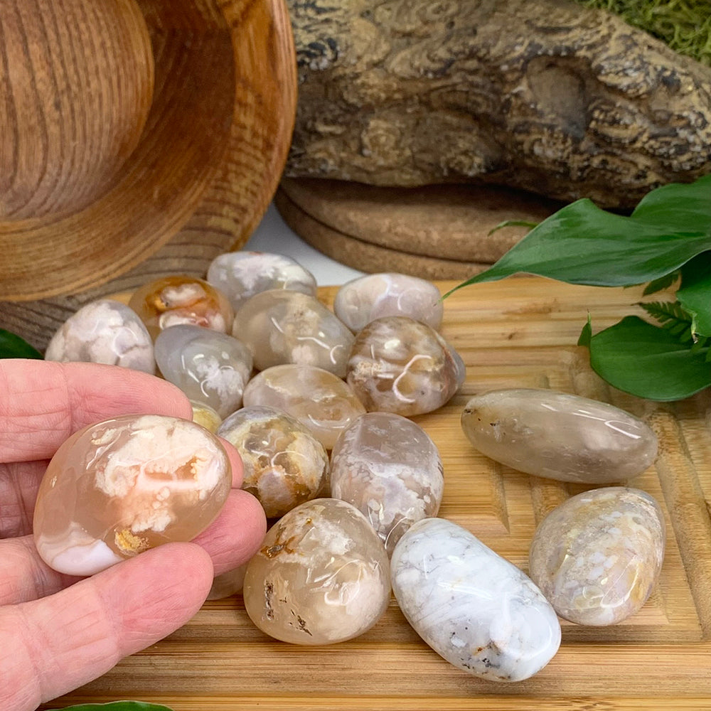 Tumbled Stone: Cherry Flower Agate (250 Gram Lot - 0.55lb)