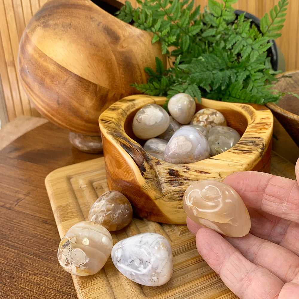 Tumbled Stone: Cherry Flower Agate (250 Gram Lot - 0.55lb)