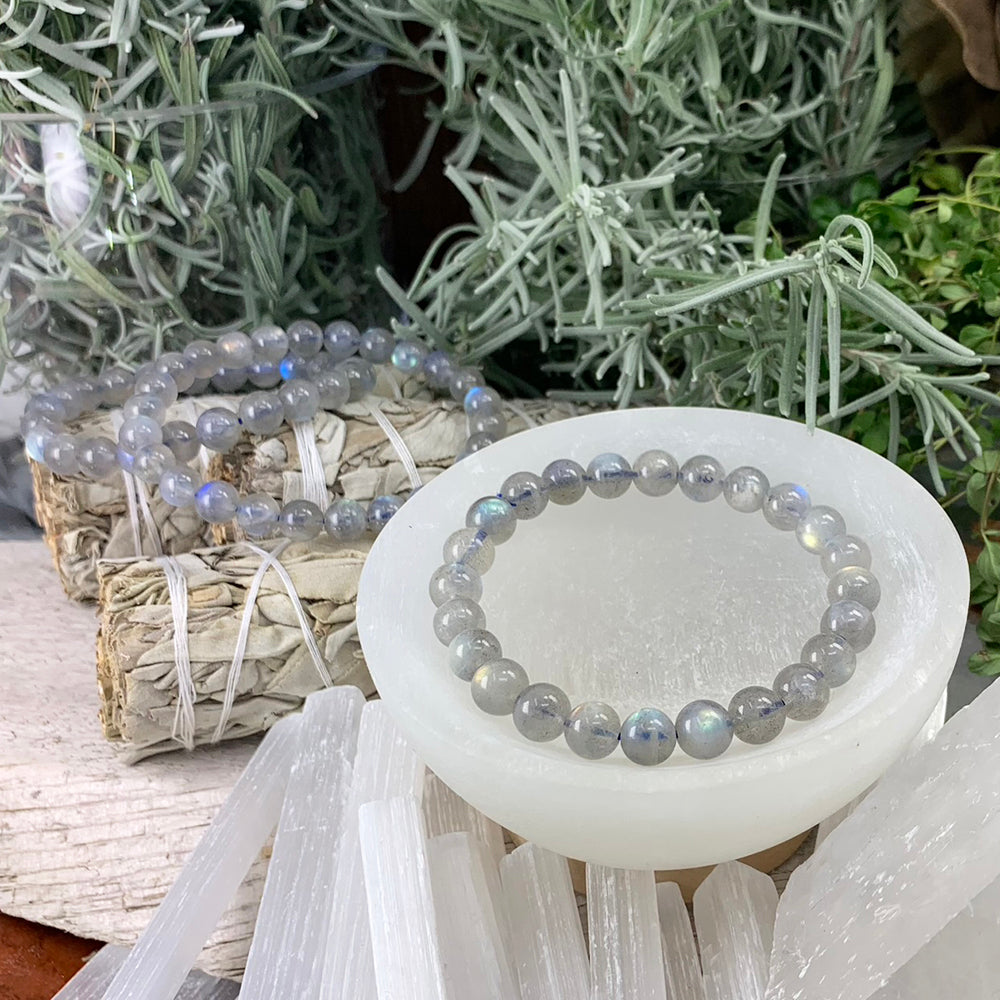 Mala Bracelet: Grey Moonstone