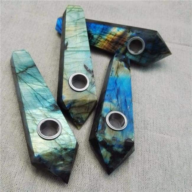 Obelisk Carved Pipe: Labradorite