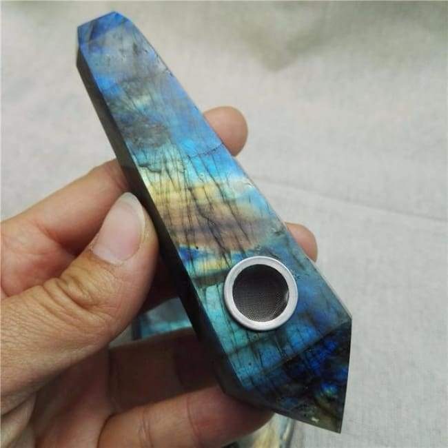 Obelisk Carved Pipe: Labradorite
