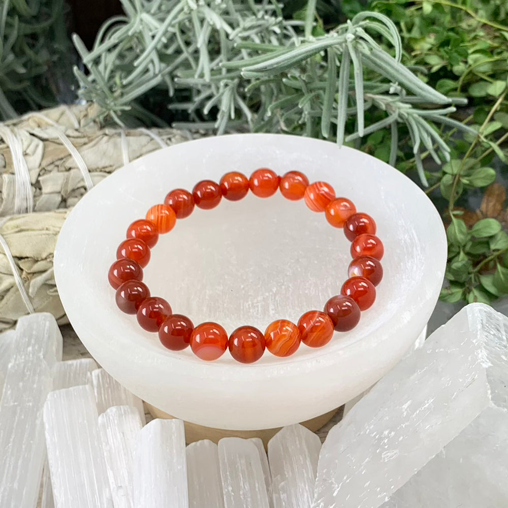 Mala Bracelet: Striped Red Agate