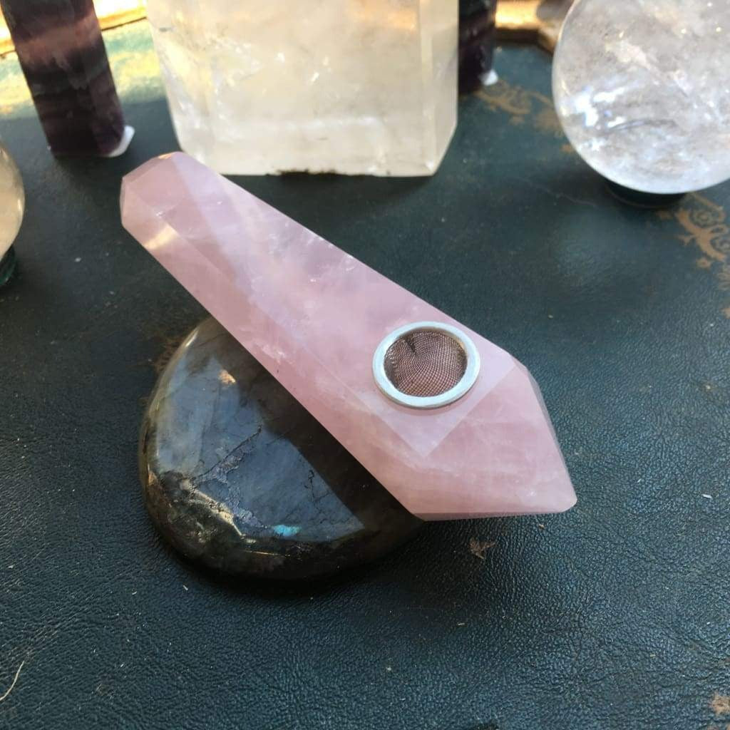 Obelisk Carved Pipe: Rose Quartz