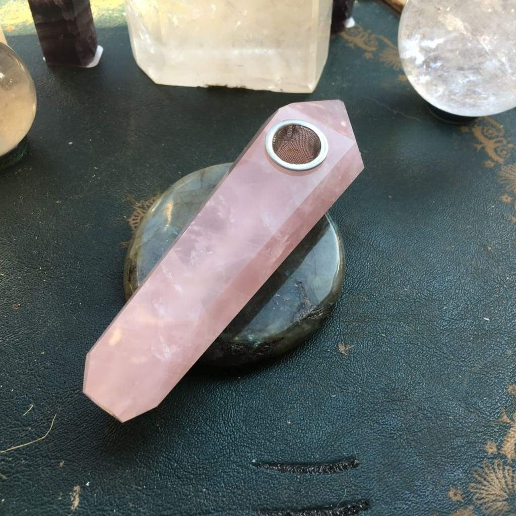 Obelisk Carved Pipe: Rose Quartz