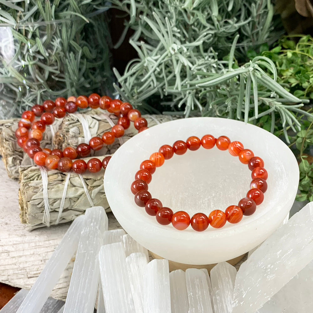 Mala Bracelet: Striped Red Agate