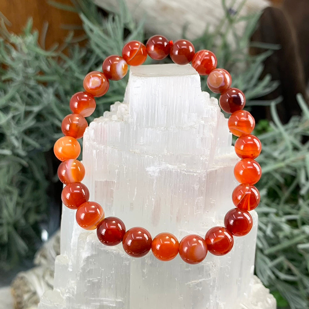 Mala Bracelet: Striped Red Agate