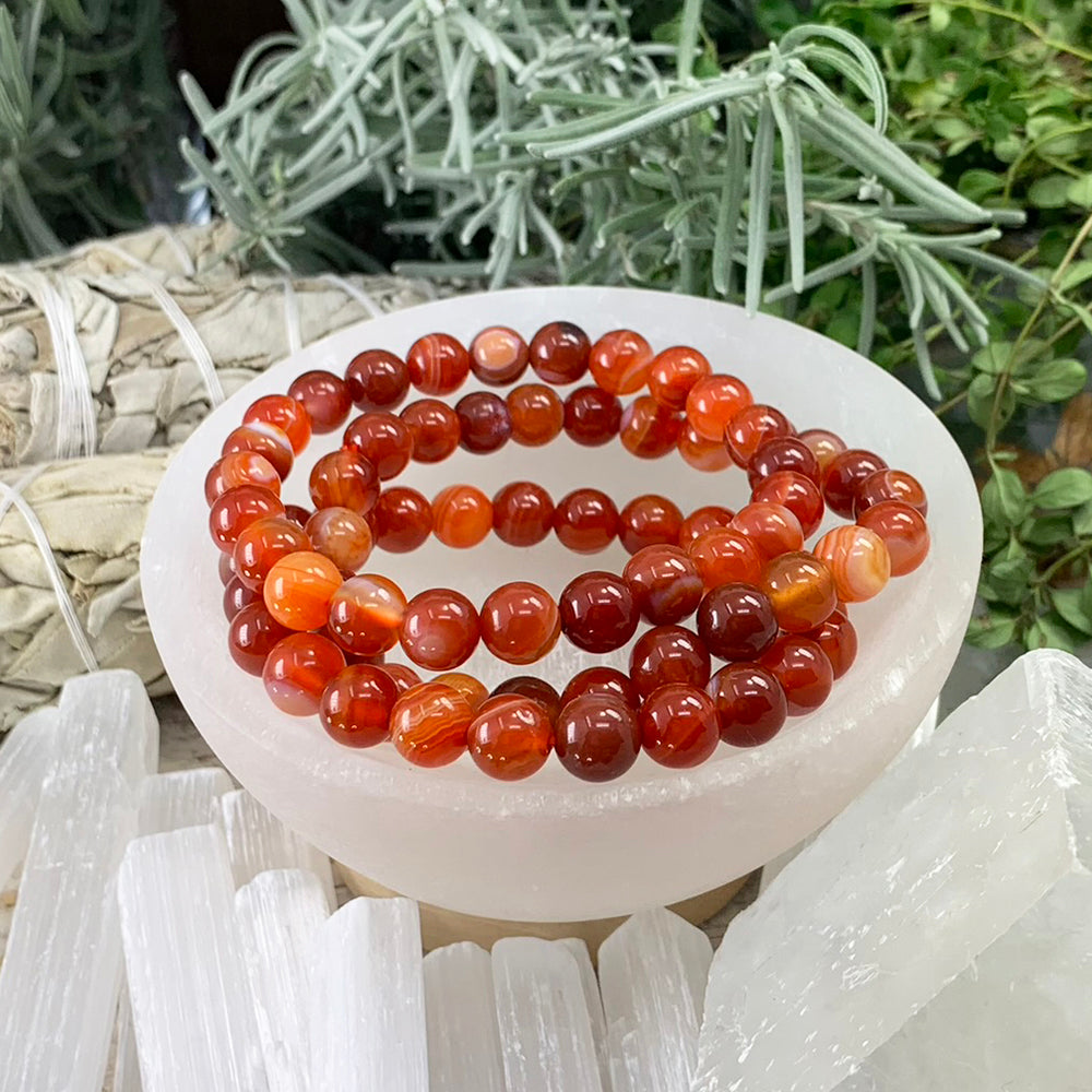 Mala Bracelet: Striped Red Agate