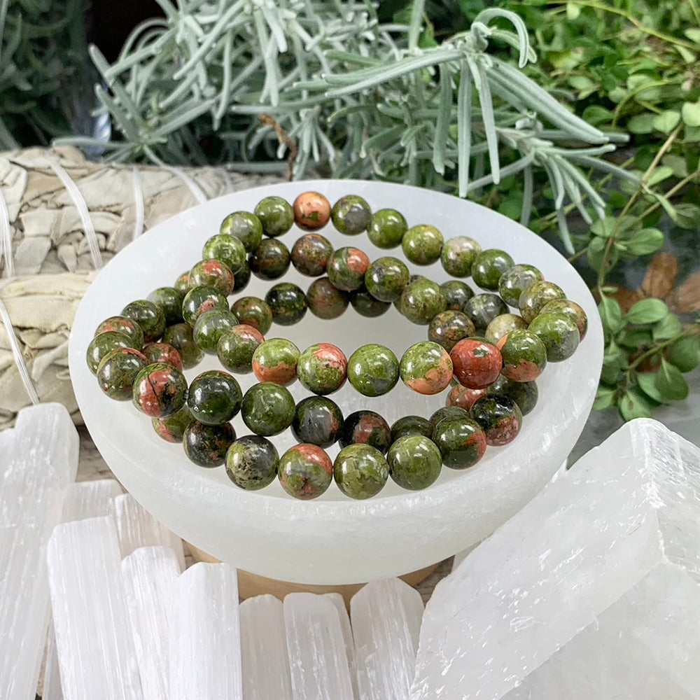 Mala Bracelet: Unakite