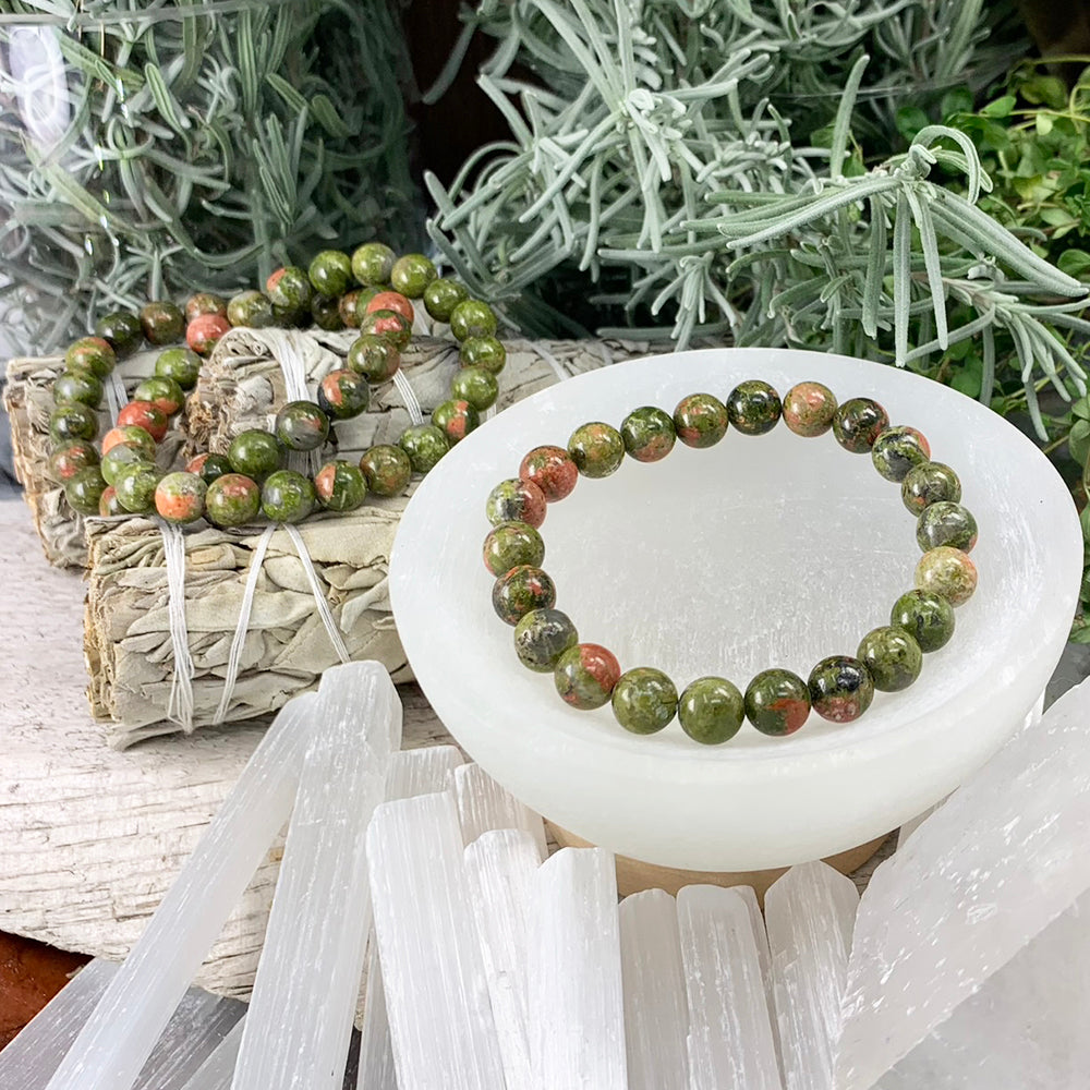 Mala Bracelet: Unakite