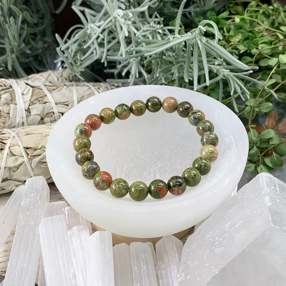 Mala Bracelet: Unakite