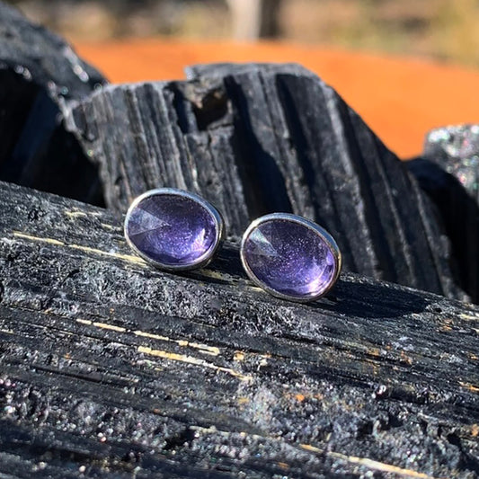 Polished Stud Earrings: Amethyst