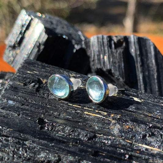 Polished Stud Earrings: Aquamarine