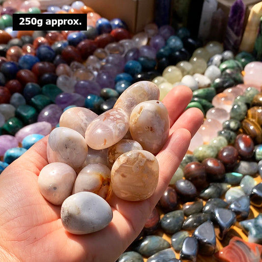 Tumbled Stone: Cherry Flower Agate (250 Gram Lot - 0.55lb)