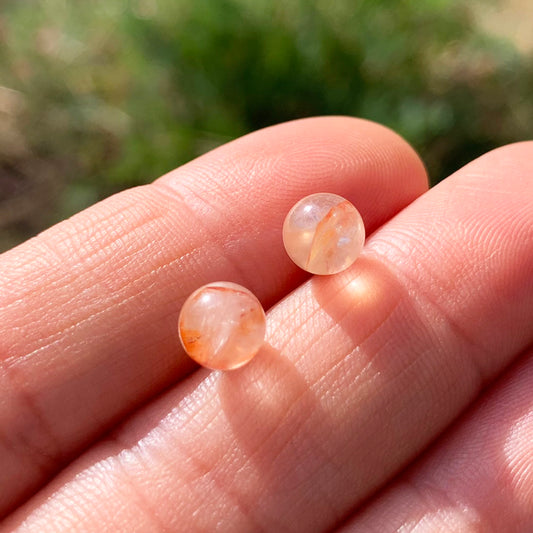 Round Stud Earrings: Fire Quartz