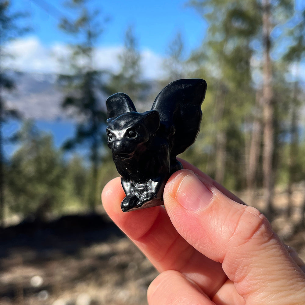 Crystal Animal Spirit Totems: Black Protection Agate Gargoyle