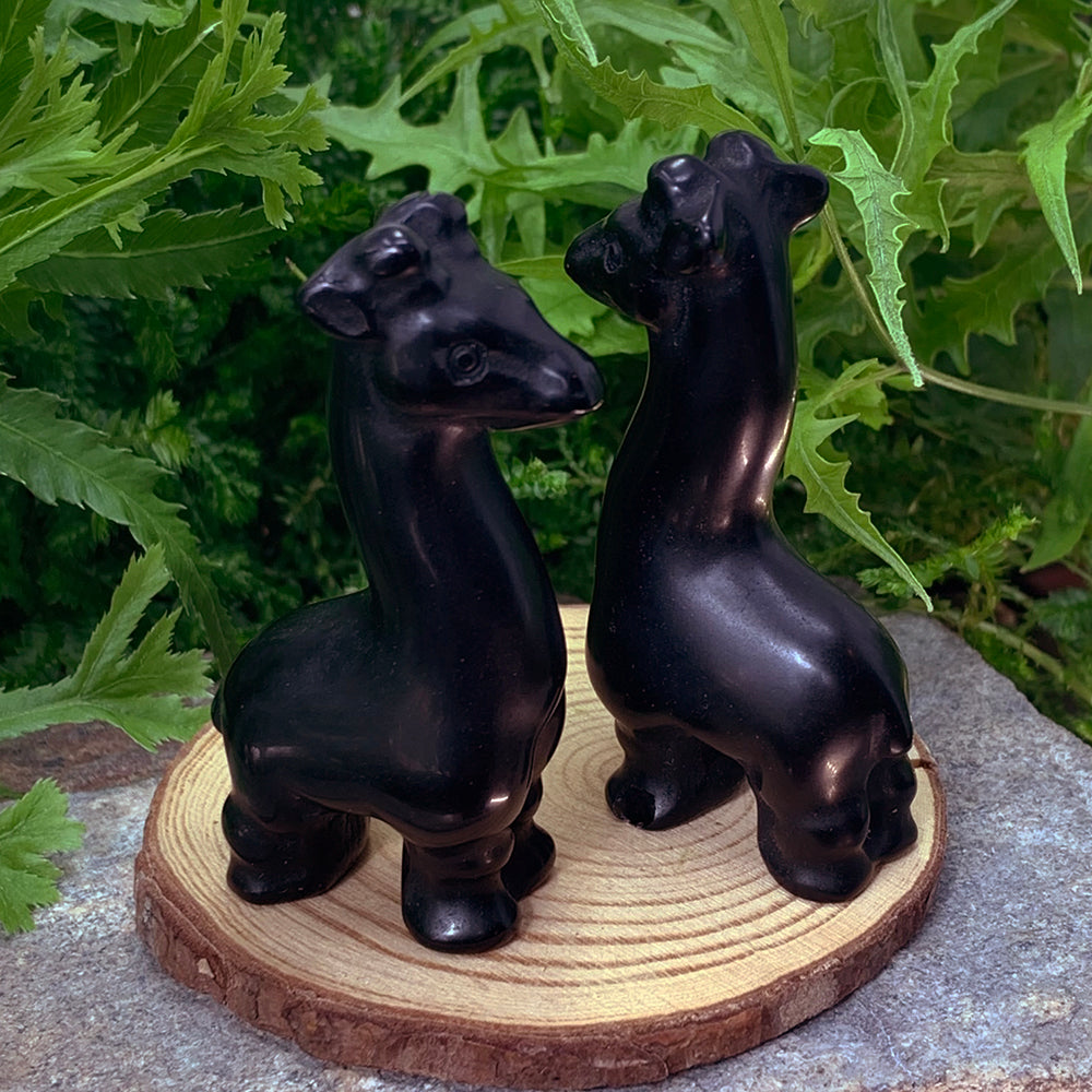 Crystal Animal Spirit Totems: Black Protection Agate Giraffe