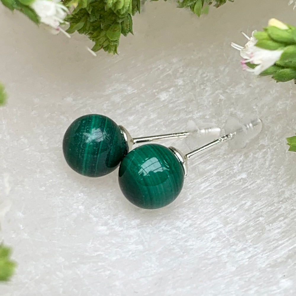 Earrings: Malachite Studs