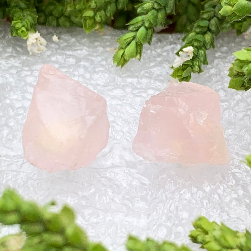 Earrings: Rose Quartz Raw Stone Studs