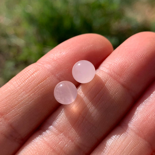 Round Stud Earrings: Rose Quartz