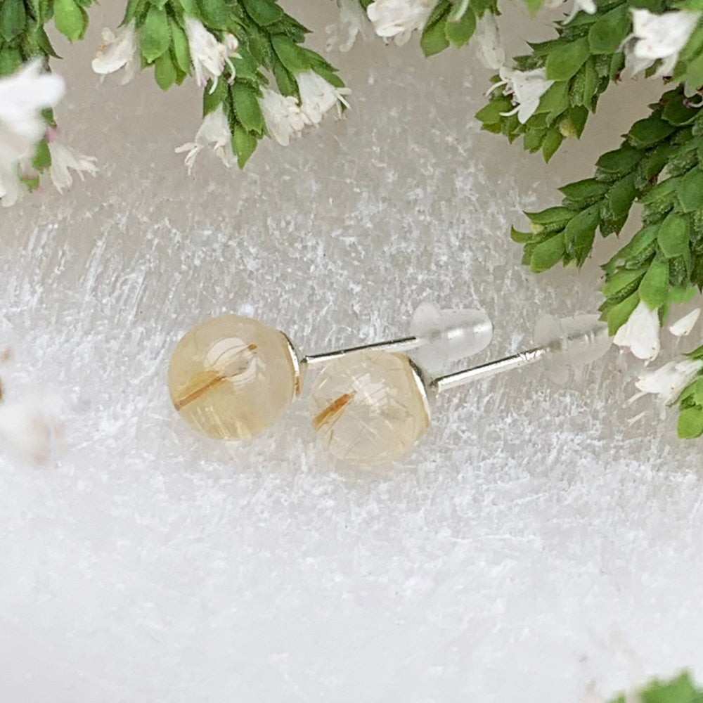 Earrings: Rutilated Quartz Studs