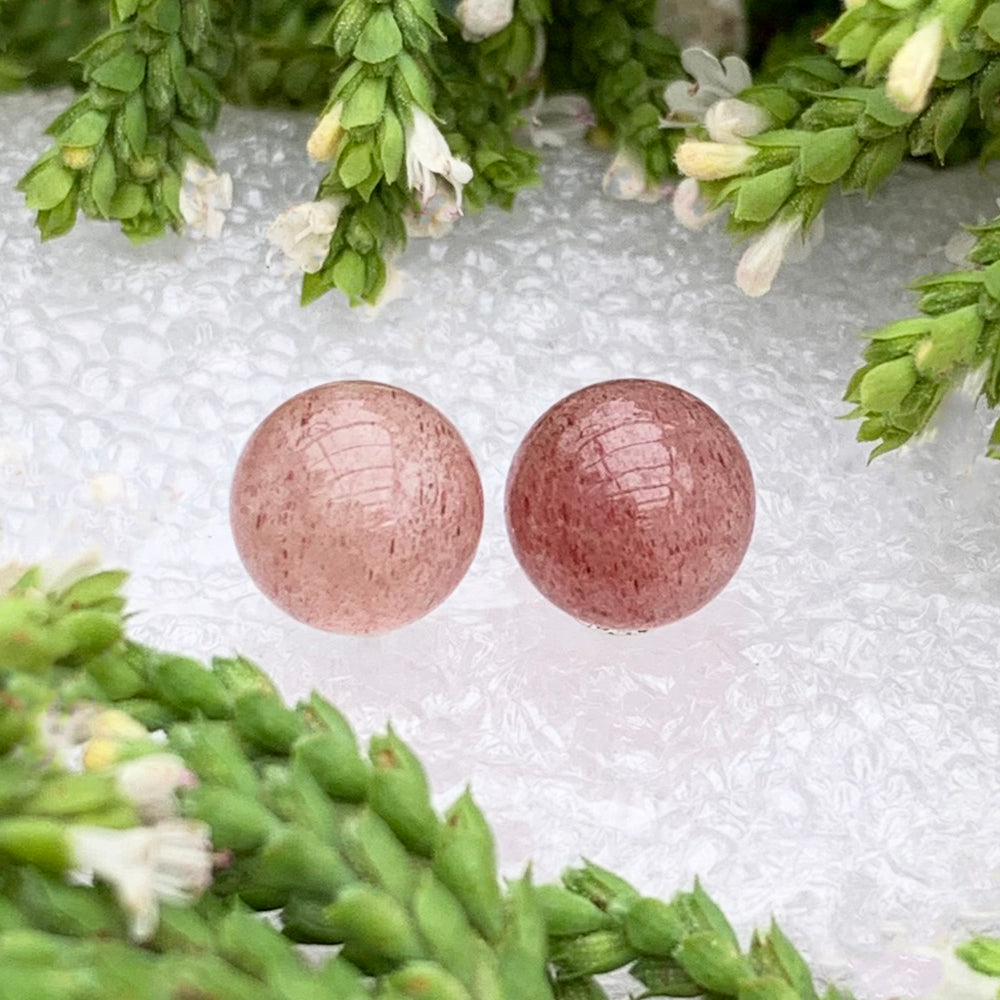 Earrings: Strawberry Quartz Studs