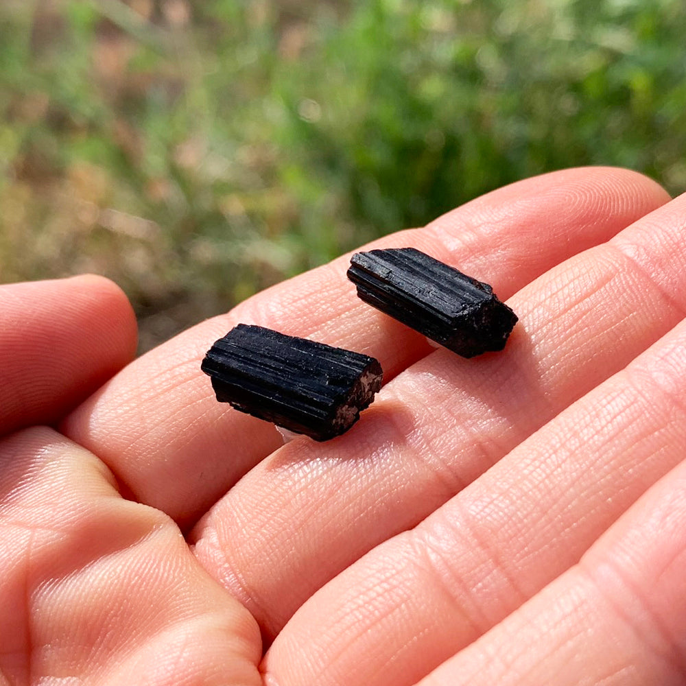 Earrings: Tourmaline Raw Stone Studs