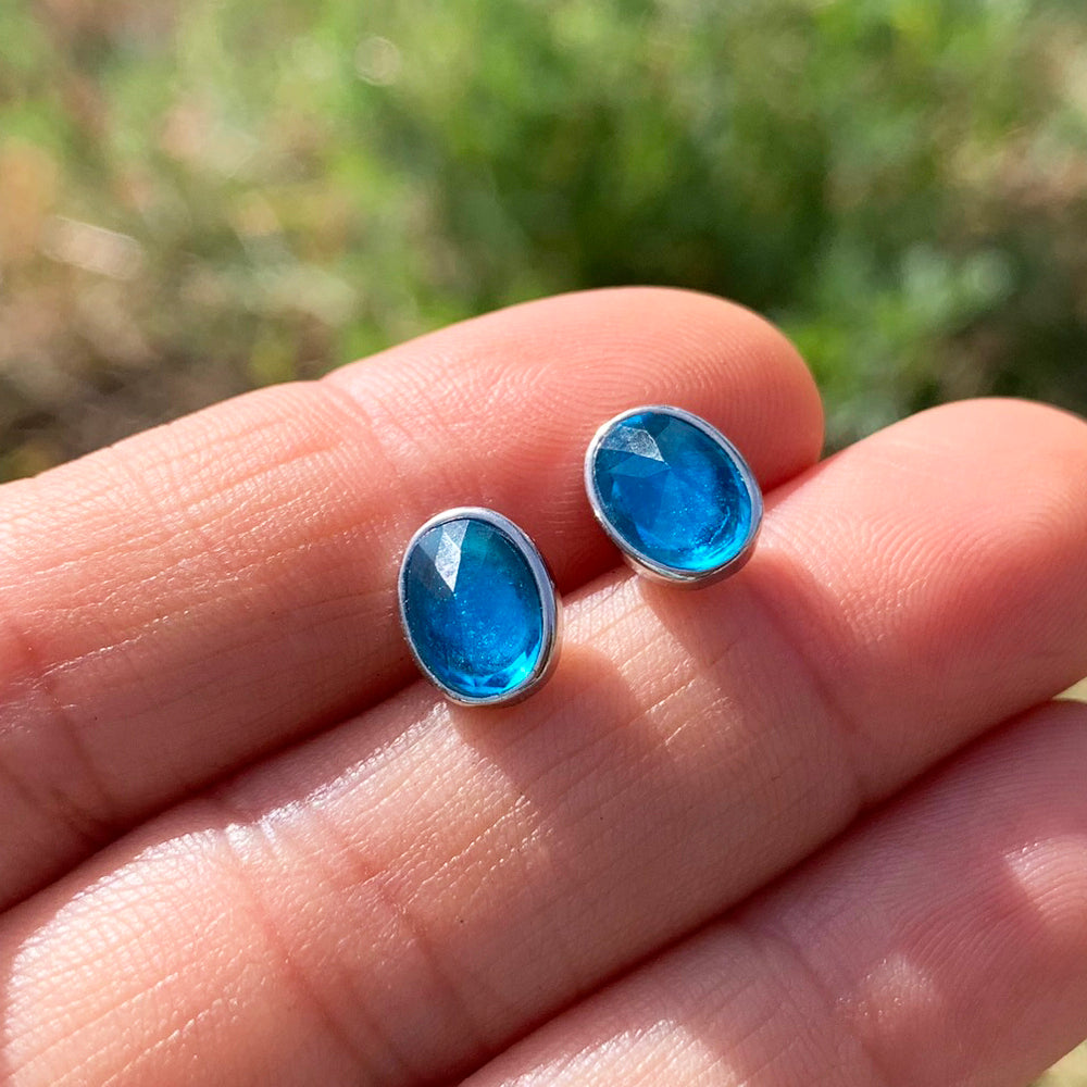 Earrings: Topaz Crystal Sterling Silver Studs