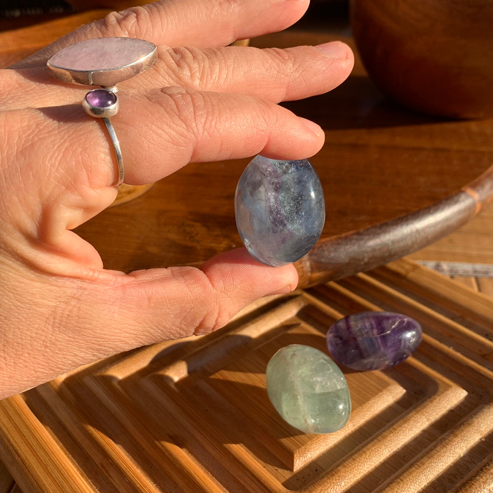 Tumbled Stone: Multicolor Fluorite (250 Gram Lot - 0.55lb)