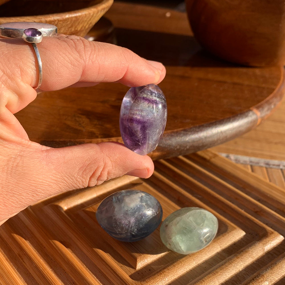 Tumbled Stone: Multicolor Fluorite (250 Gram Lot - 0.55lb)