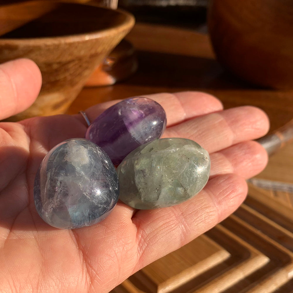 Tumbled Stone: Multicolor Fluorite (250 Gram Lot - 0.55lb)
