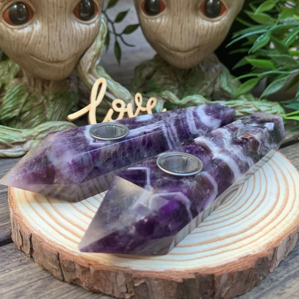 Obelisk Carved Pipe: Dream Amethyst