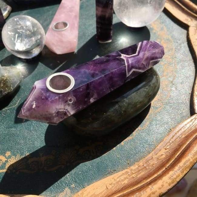 Obelisk Carved Pipe: Dream Amethyst