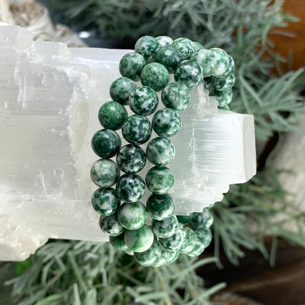 Mala Bracelet: Green Spot Jasper