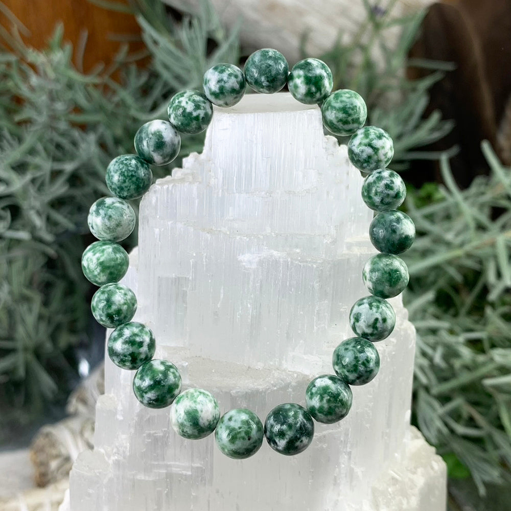 Mala Bracelet: Green Spot Jasper